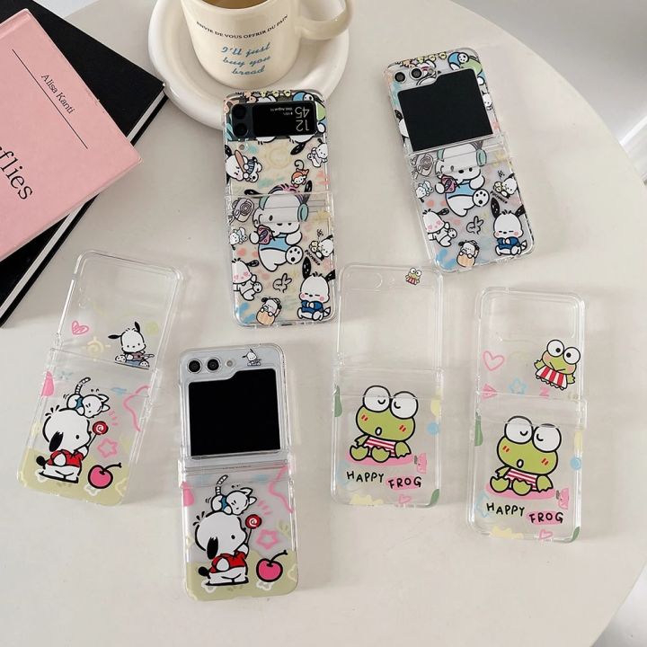 Cute Sanrio Pochacco KEROKERO KEROPPI Phone Case for Samsung Galaxy Z Flip 3 4 Z Flip 5 OPPO Find N2 Flip 5G PC Hard Back Cover
