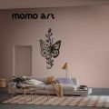 Beautiful Black Butterfly Wall Sticker with Floral Art. 