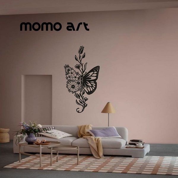 Beautiful%20Black%20Butterfly%20Wall%20Sticker%20with%20Floral%20Art%20-%20Image%203