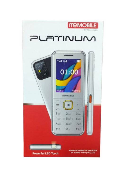 Memobile Platinum  - Slim & Sleek Design - Dual Sim - PTA Approved - Metal Design body - 2000mAH Builtin Battery - `15 months brand warranty