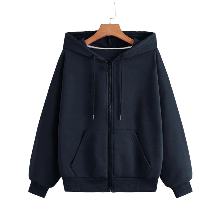 Navy%20Blue%20Plain%20Hoodie%20with%20Zipper%20for%20Women,%20Fleece%20Material%20-%20Image%202