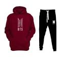 Bts Army Logo Fleece Hoodie Kangaroo Pocket Pullovers With Trouser Fashion Hoodies Winter Wear Quality Hoody For Men. 