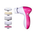 5-in-1 Beauty Care Brush Massager Scrubber Face Skin Electric Facial Cleanser (Pink, White). 