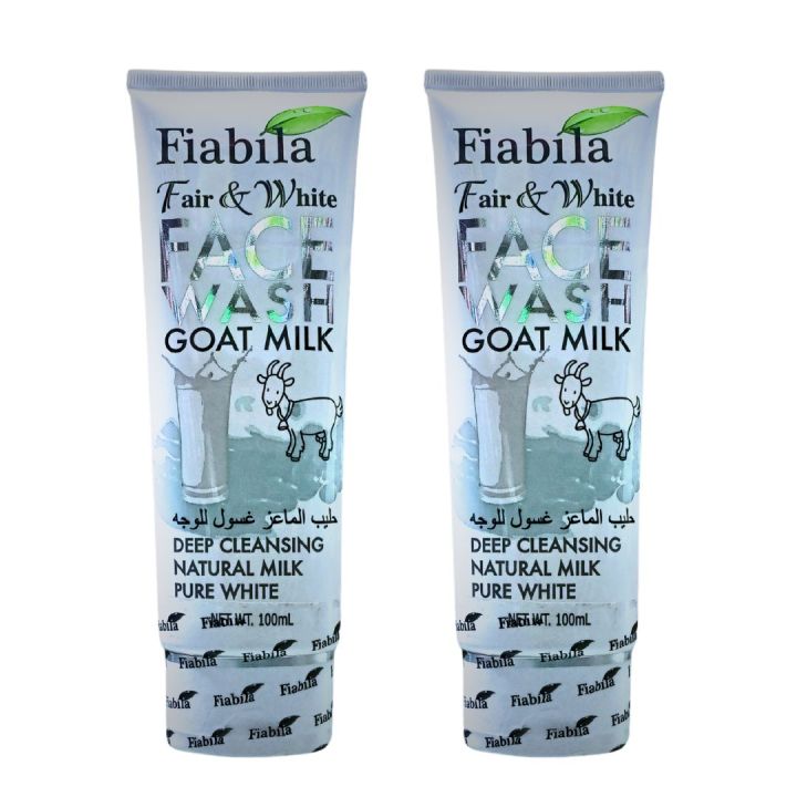 Pack Of 2 Fiabila Fair & White Face Wash Goat Milk Extract Face Wash Deep Cleansing Natural Milk Pure White Face Wash Net Wt:100 ML