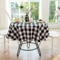 Round Buffalo Plaid Tablecloth-1 * Tablecloth-black & white. 