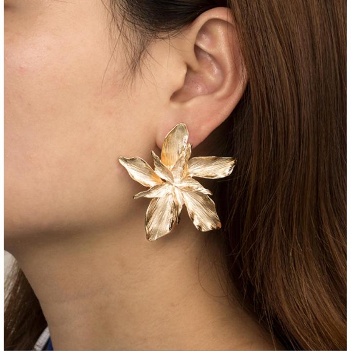 Flower Earrings For Girls New Style Elegant Petal Earrings for Women Gold Big Flower Earring for Girls