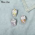Bubble Tea Enamel Pin Cat Sloth Little Horse Brooch Bag Clothes Lapel Pin Badge Cartoon Animal Jewelry Gift for Kid Friend. 