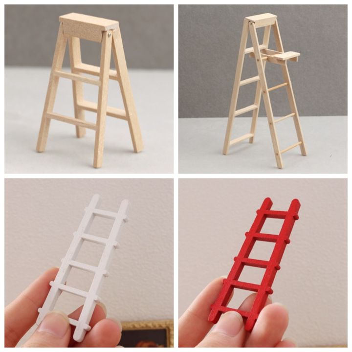 Photo Prop Miniature Model Wooden Ladder Dollhouse Dollhouse DIY Wooden ...