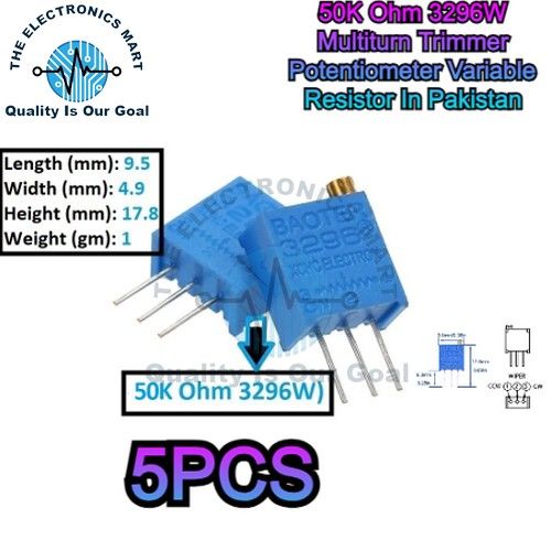 1,5,10%20PCS%2050K%20Ohm%203296W%20Multiturn%20Trimmer%20Potentiometer%20Variable%20Resistor%20In%20Pakistan%20-%20Image%202