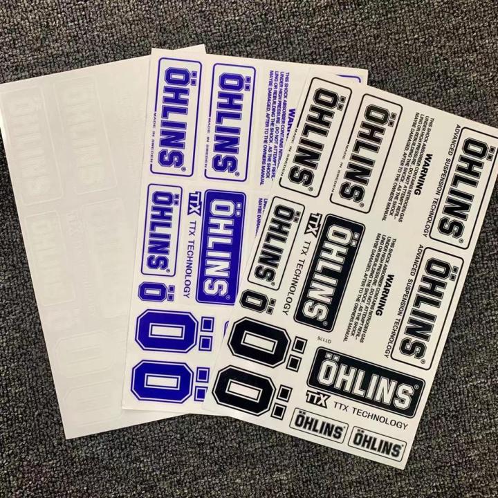 ohlins shock absorber sticker for motorcycle decals vinyl waterproof logo transparent transfer stickers