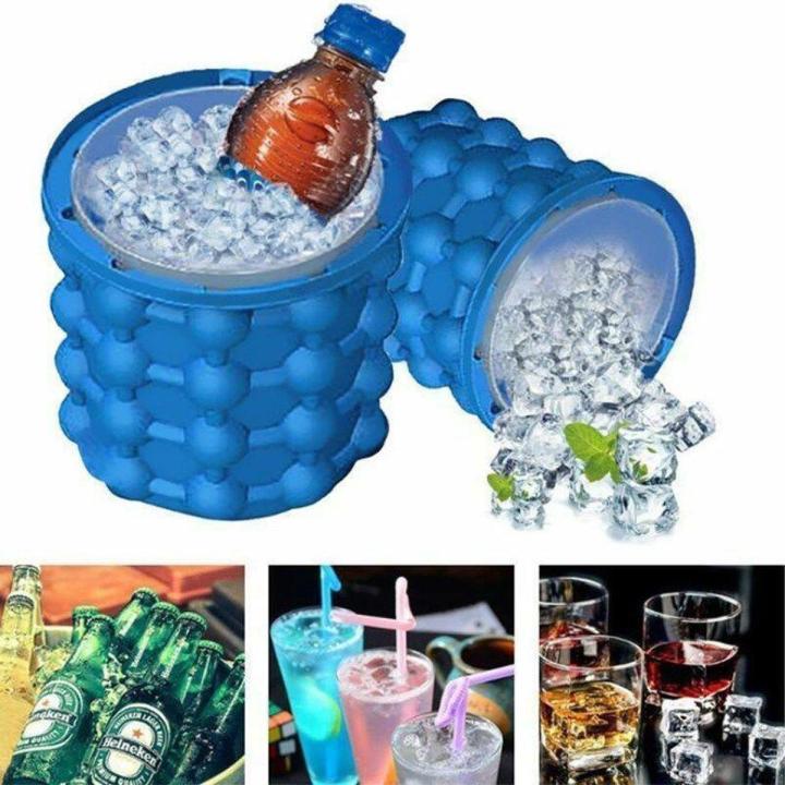 Ice Cube Maker Genie Space Saving Ice Genie Silicone Ice Bucket Kitchen
