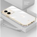VIVO Y77 5G Luxury Square Edges Plating Back TPU Soft Phone Case with Lanyard Glossy Casing. 
