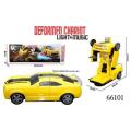 Transforming Robot Car, One Button Deformation Car Robot Toy with Realistic Race Car Sounds, LED Lights and  Bump and Go Robot Function. 