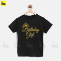 BIRTHDAY GIRL Printed Black T-Shirt For Girls (3-11 Years) - Stylish and Comfortable Tee for Young Girls. 
