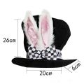 Easter White Rabbit Top Hat Alice Wonderland Cosplay Bunny Bowler Men Women March Hare Costume Accessory Topper With Ears. 