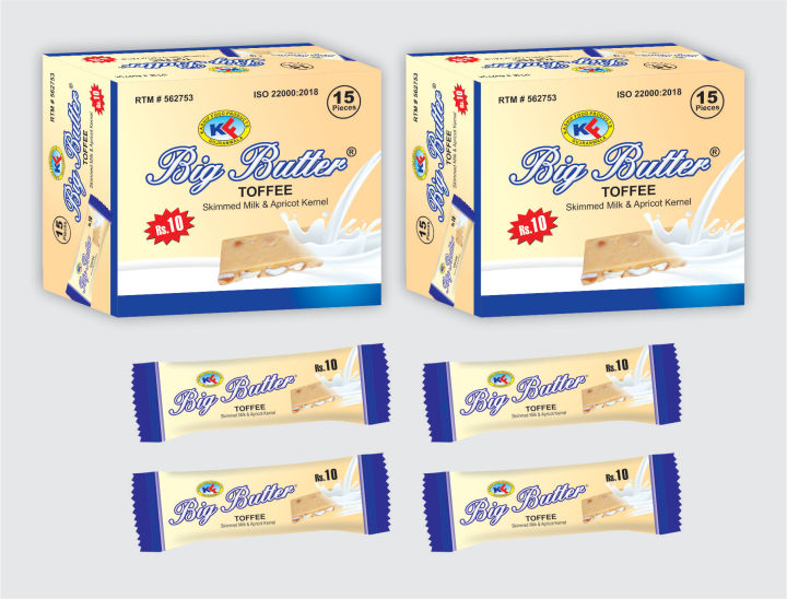 Big Butter Toffee Box ( Original Kashif Foods ) - 3 Pack of 15 Pieces of (10g) Toffee