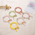 Carat Sweet Bracelet All Match Sunflower Pendant Beads Bracelet. 