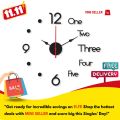 MS Mini Seller Wall Clock 3D 24 inch Wooden Watch DIY Design Decoration Quartz Numeric For Home Decor Living Room And Offices And For Gifts. 