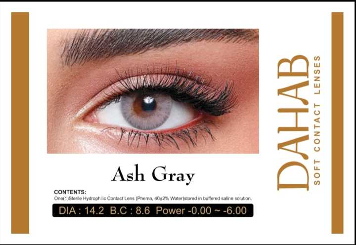 NEW ARRIVAL DAHAB Contact Lenses for Eyes Cosmetic Colorful Beauty Colored Contacts Lenses ASH GRAY Contact Lens Eye With Case & Solution Lenses For Girls Women Men Boy Highly Recommended for Dark Eyes (Made in Korea)