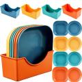 8pcs Multi Color Plate Set With Stand Unbreakable Dinner Plates Snacks Salad Plates Candy Dish Appetizers. 