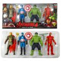 Pack Of 4 Avengers 4 Super Power Hero Figures Set Hulk, Thor, Iron Man & American Captain. 