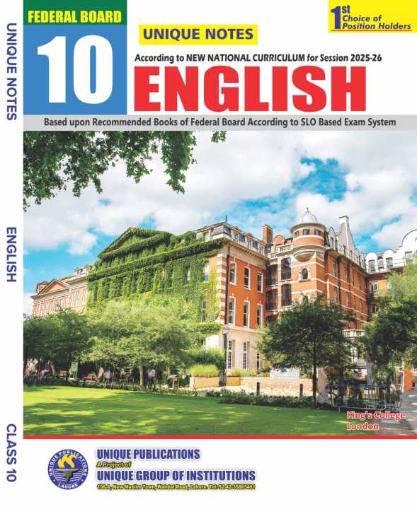 Unique Notes English Federal Board 10th | Daraz.pk