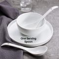 Chinese Serving Spoon Pure White a Big Ceramic Ladles Soup Spoons Extra Large Ramen Bright White Asian Heavy Duty Deep Porcelain Flatware Spoons 10 inch Long. 