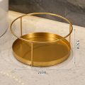 XHHDQES Gold Metal Makeup Organizer Shelf Storage Basket Round Wire Vanity Organizer Rack for Dresser Bathroom 21x9.5cm. 