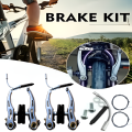 Mountain Bike Linear V-Brake Set Front and Rear Bike Brakes Set Universal Bike Brakes Mountain Bike Replacements for Most Bicycles and 2 Pieces Mountain Bike Brake Cables and brake Levers. 