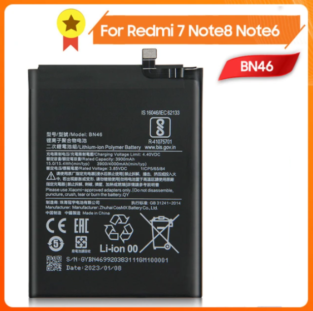 Redmi Note 8 / Note 8T / Note 7 Battery Replacement BN46 Battery with 4000mAh Capacity , Black