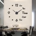 Large 3D Frameless Wall Clock Stickers DIY Wall Decoration for Living Room Bedroom Office (Black). 