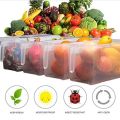 Fridge Storage Boxes, Fridge Organizer with Handle & Airtight Lid, Removable Drain Basket Plastic Refrigerator Storage Containers Keep Fresh Fish, Meat, Vegetable, Fruits. 