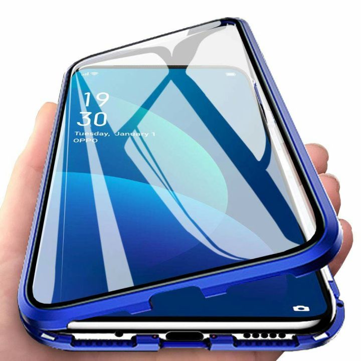 Samsung Galaxy A50 - 360 Magnetic Adsorption Case Metal Frame Tempered Glass Back with Built-in Magnet Cover For Samsung Galaxy A50