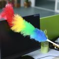 Household Rainbow Dust Duster Practical Plastic Feather Duster Telescopic Handle Sweeping Brush Cleaning Product Tool. 