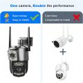 Dual Lens CCTV Camera with 2MP + 2MP resolution, V380 Pro WiFi Outdoor Smart IP Camera with Full-Color Night Vision, Motion Detection, Waterproof Housing, Wireless Home Security System, Real-Time Remote View, Smart Surveillance for Home & Office. 