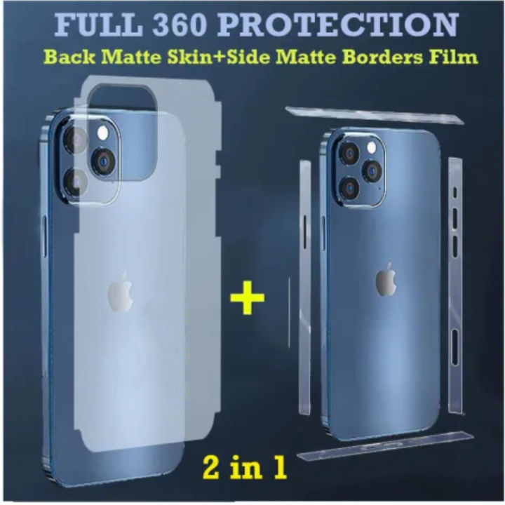 Apple iPhone 12 mini Back Matte Protector Soft Skin Sheet Film With Sides Cover Protection Carbon Fiber + Sides Border Matte Patti Soft Skin Sheet Side Borders Film Protection Carbon Fiber For iphone12 mini - Transparent