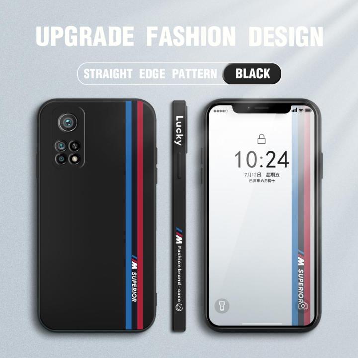 Jizetin for Xiaomi Mi 10T / 10T Pro Case Simple Graffiti Track Phone Cover Square Edge Pattern Liquid Silicone Phone Cases