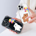 FELMYST for Realme C30 C31 C33 C35 C55 Realme Narzo 50A Prime Back Cover Three Little Bears Cream Texture Wavy Edge Soft Silicone Phone Case. 
