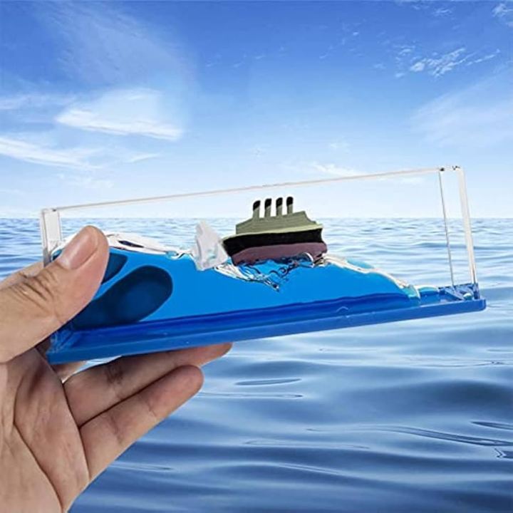 Unsinkable Boat Cruise Ship Toy - Fluid Drift Bottle Sea Liquid Wave Boat Decor Toy for Gift