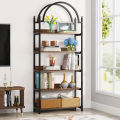 Custom Made 5-Shelf Bookshelf,  Arched Etagere Open Bookcase. 