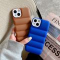 【ThinkWay】Luxury Down Jacket Cloth Cover For iPhone 13 11 12 Mini Pro Max XR X S XS 7 8 Plus Soft Puffer Case Shockproof Silicone Bumper. 