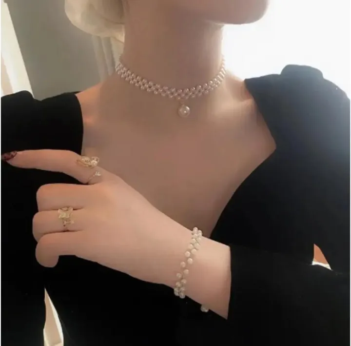 Handmade%20Pearl%20Weaving%20Necklace%20Simulated%20White%20Pendant%20with%20Chain%20Romantic%20Wedding%20Party%20Vintage%20Jewelry%20for%20Women%20and%20Girls%20-%20Image%203