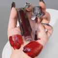 Dark Red Mirror Water Lip Glaze Moisturizing Brown Lip Tint Lipstick Korean Makeup Lasting Color Non-stick Cup Lip Gloss. 
