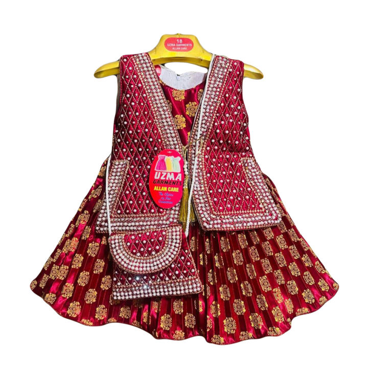 Baby Girl Fancy Dresses Silk Frock With Stone Work