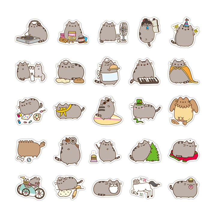 Pusheen%20Sun-resistant%20Cute%20Cat%20Decal%20Hand%20Account%20Journal%20Note%20Cartoon%20Stickers%20-%20Image%203