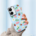 DEL for Redmi 13C Xiaomi Poco C65 Back Cover Clay Strawberry Cherry Pattern Phone Case Soft Silicone Luxury Silver Edge Lens Mobile Cover. 