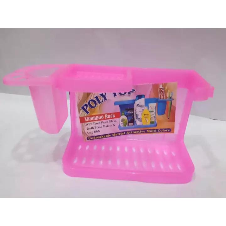 2 Layer Bathroom Shelf washroom stand Plastic Shampoo rack Tooth Brush Soap Holder