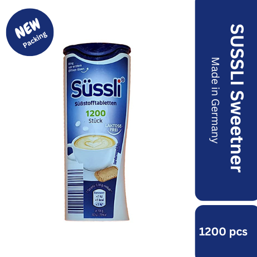SUSSLI German Sweetener Tablets 1200pcs in Dispenser - Lactose Free Recipe - Imported from Germany