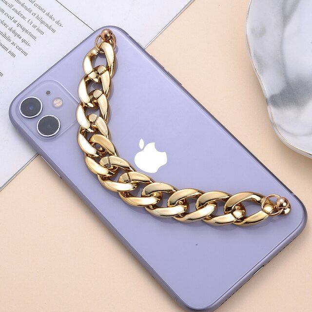 New Gold Silver Colors Acrylic Mobile Phone Chain DIY Handmade Accessories for Lady Women TelePhone Chains Strap Jewelry