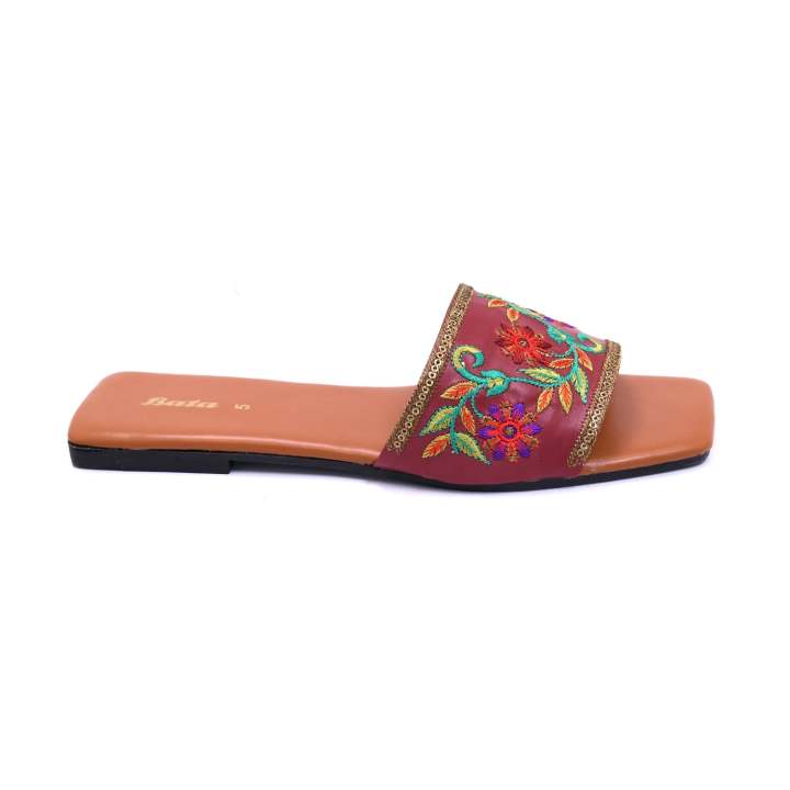 Bata%20Maroon%20Chappals%20For%20Women%20-%20Image%202